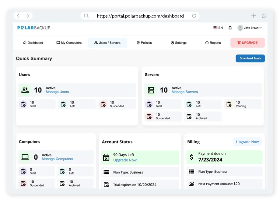 Polarbackup Web Console