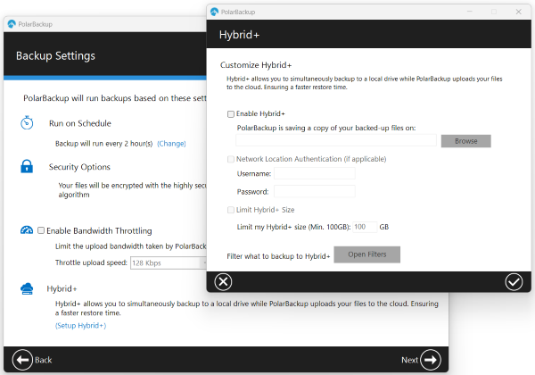 Hybrid Backup option